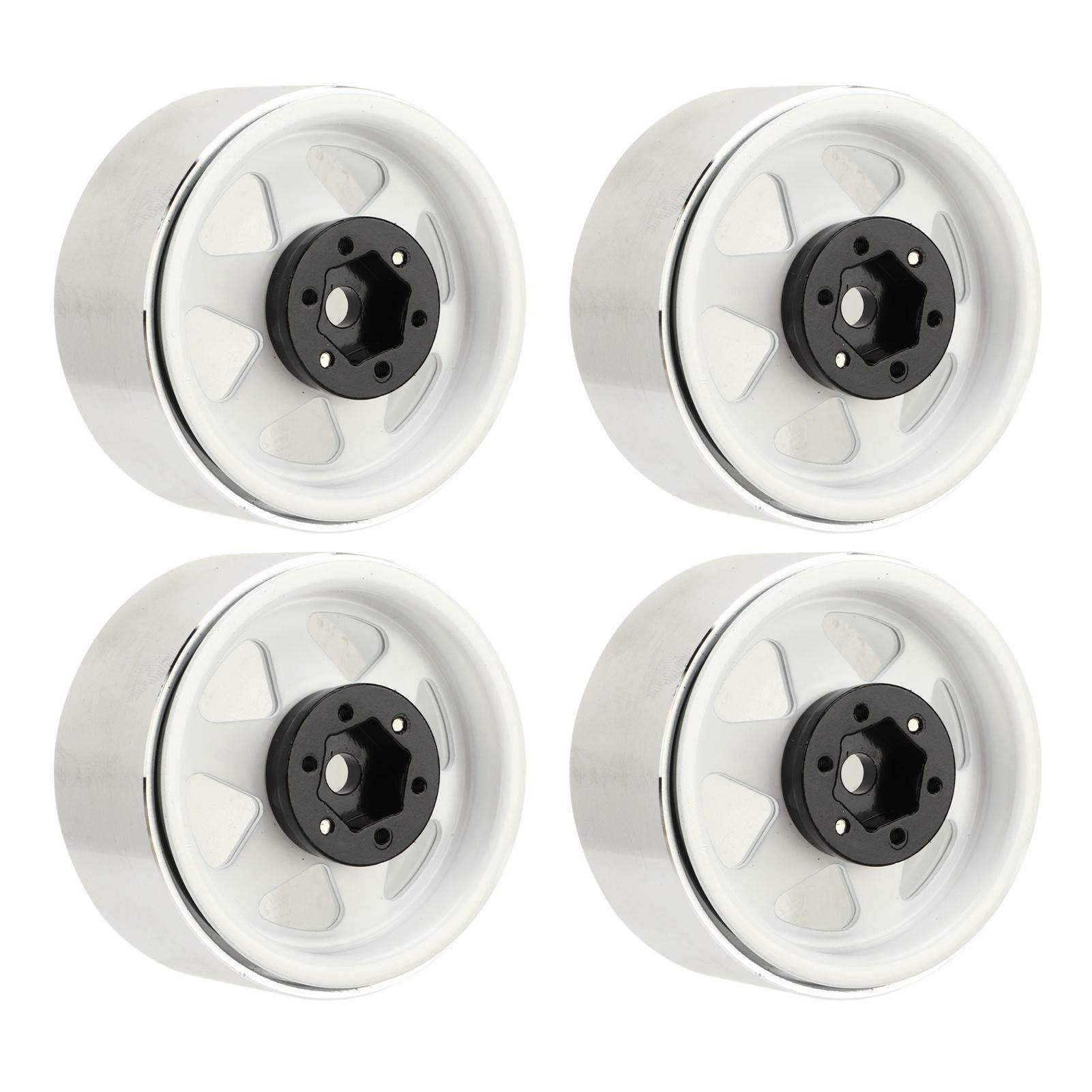 

4Pcs Beadlock Wheel Rim Offset ‑8.9mm Metal Deep Dish Hub Wheel Rims for Axial SCX10 90046 1.9 Inch White білий