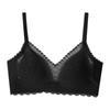 Women Pink Lace Wireless Bra with Scalloped Trim and Adjustable Straps