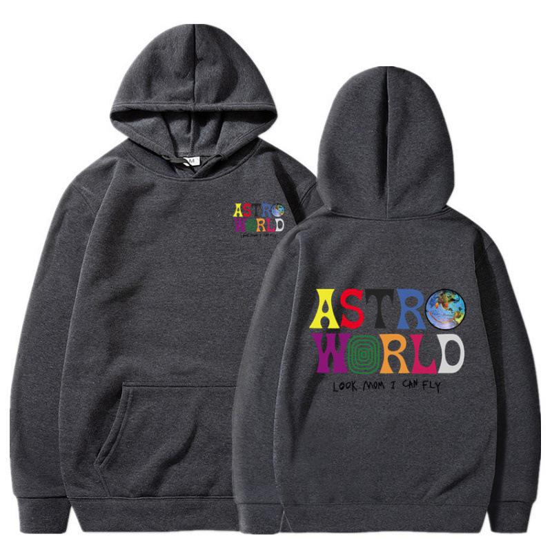 

2026 Men s Astro Autumn Solid Color Fleece Hoodie with Trendy Letter Print S темно-серого