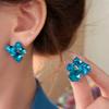 Color sugar cube crystal stud earrings women's light luxury niche design high-end earrings fresh and sweet fashion new earrings