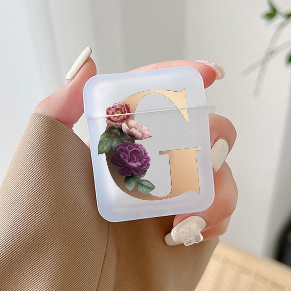 Cute Gold 26 Letters A Z Earphone Case for Airpods 4th 3rd Pro 3 2 Shockproof Cover for Airpod 2 3 1 Protective Accessorie Shell