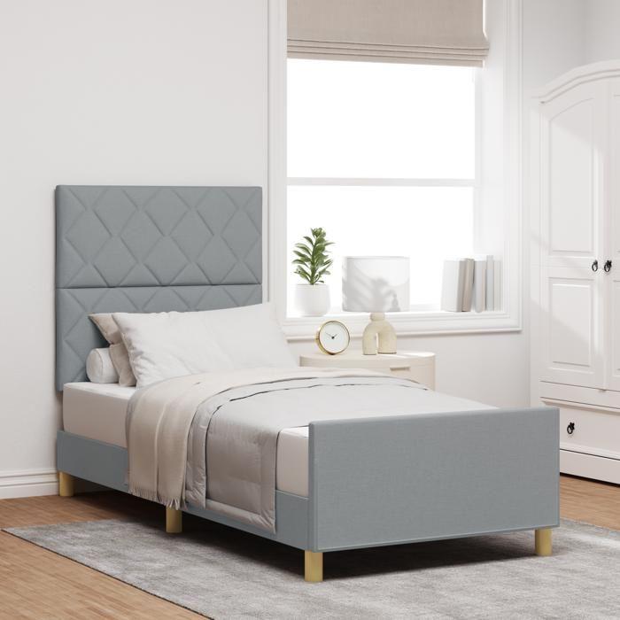 Cadre de lit gris clair vidaXL 90x190 cm en tissu 3344767