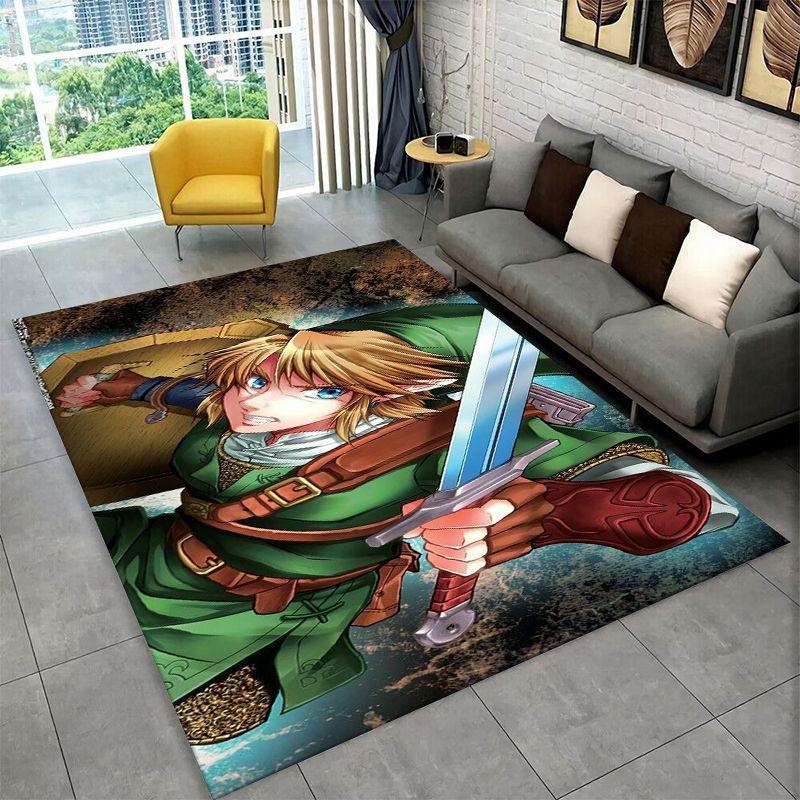 Classic Z-Zelda Cartoon Games Non-Slip Area Rug for Living Room,Bedroom,Playroom,Soft Carpet Floor Mat Home Decor Rug Kids Room