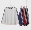 American Retro College Style Striped Pullover: Loose Fit, Round Neck, Long Sleeve Sweatshirt