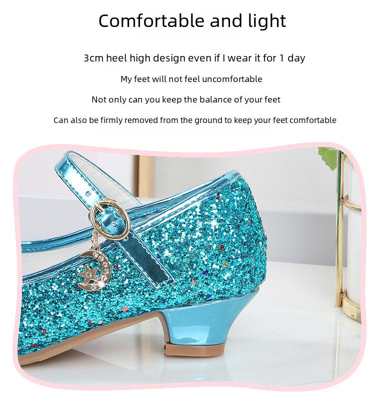 Sapatos de Salto Alto de Couro para Meninas com Laço de Strass - Modelo Princesa de Cristal Primavera 2025