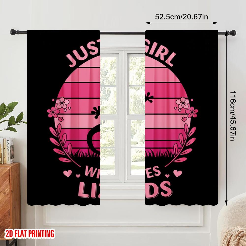 2pcs 2D Flat Printing Curtain Just A Loves Lizards Polyester Without Electricity Seasonal Party & Holiday Decor Perfect for