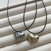 Fashion Love Heart Pendant Necklace Black Leathers Rope Choker Neck Chain Elegant Clavicle Chain Necklace Party Jewelry