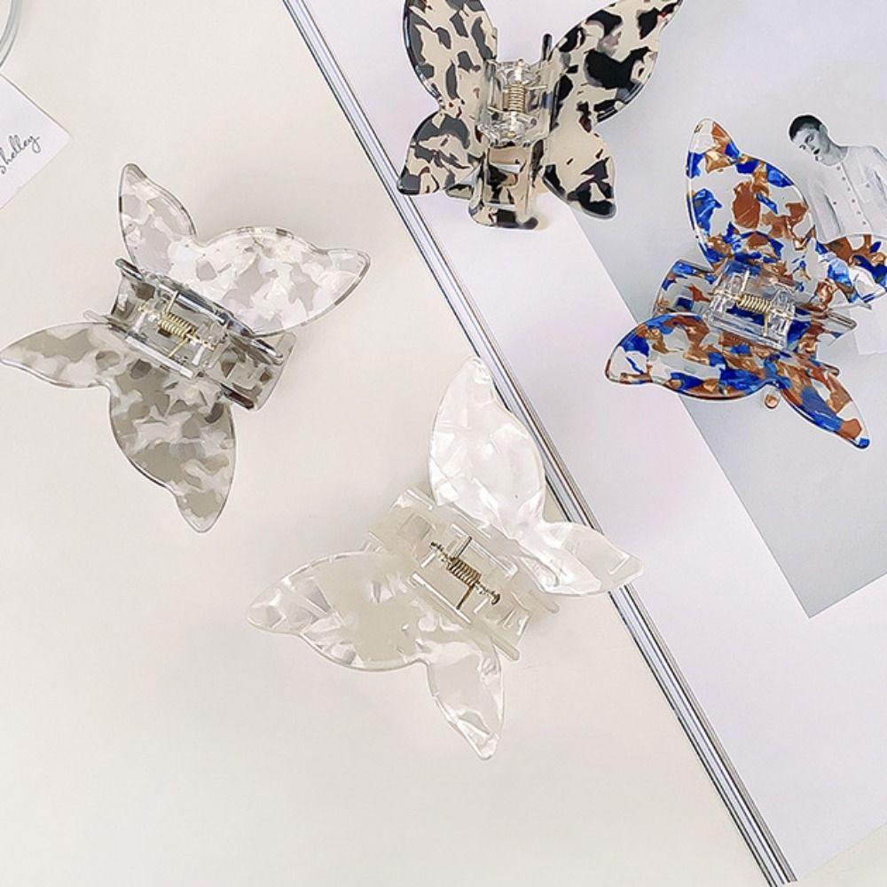 Korean Style Acetate Butterfly Hair Claw PVC Sweet Shark Clip Luxury Retro Hair Crab Clip Lady