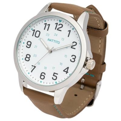 Women's Watch Analog Leather Strap Easy To Read Color Stitch 24-Hour Display Man-like Braun SO-IN ST298-2