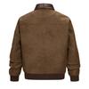 Men's Casual Leather Full Zip Stand Collar Long Sleeve Jacket with Patchwork Retro