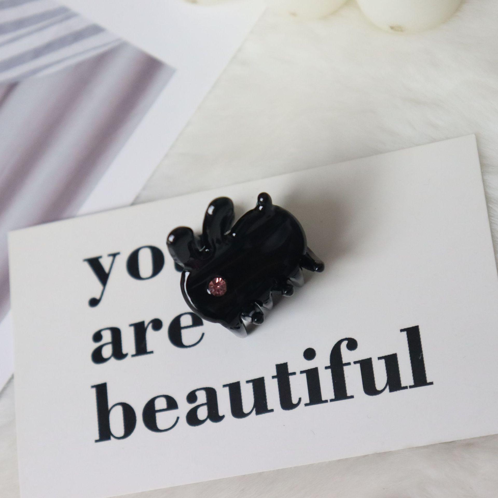 Korean Style Acetate Rhinestone Rabbit Hair Clip - Cute Mini Cartoon Bangs Accessory