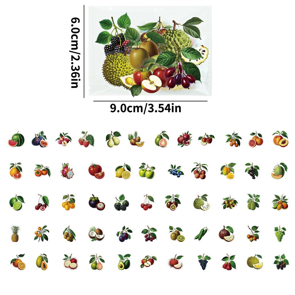 56 Realistic Plant Fruit Transparent Pet Stickers Handbook Diary Diy Stickers