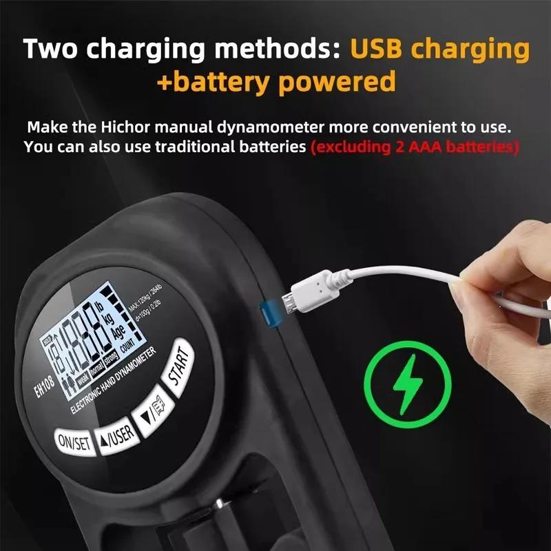 Testeur De Force De Préhension 265Lbs/120Kg, Dynamomètre Numérique À Main, Compteur De Force De Préhension, Écran Lcd Usb, Poign