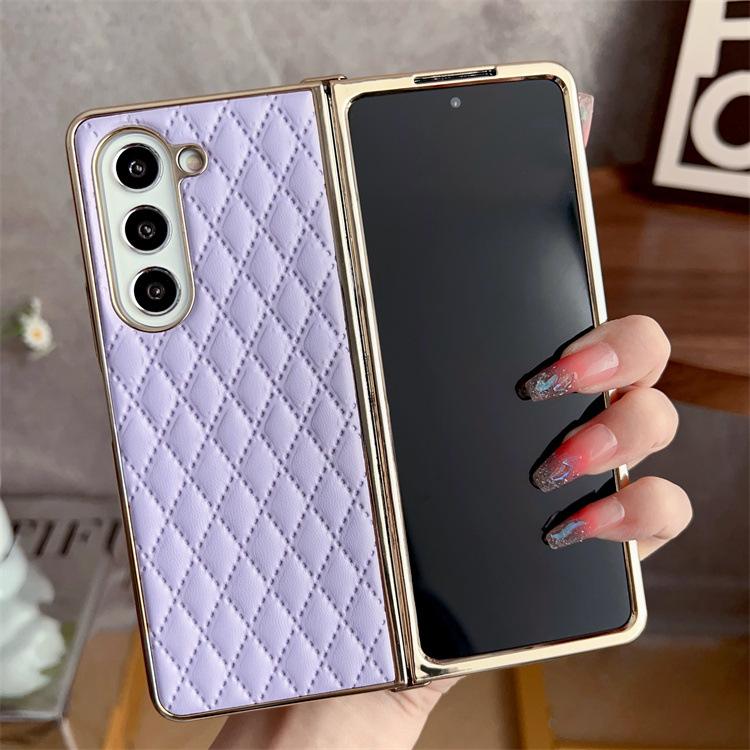 Applicable To Samsung ZFold5 Rhombus Mobile Phone Case Zfold3 Electroplated TPU Soft Zfold3 Folding Mobile Phone Case