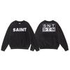 SAINT Retro Distressed Fleece Pullover Sweatshirt