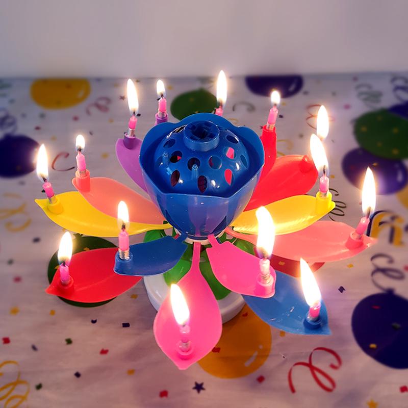 Lotus Blooming Musical Birthday Cake Candle - Smoke-free & Odorless for Kids' Celebrations