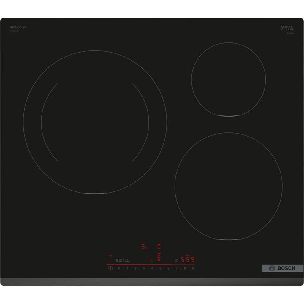 Table induction BOSCH - 3 foyers - L59 x P52 cm - PIJ631HB1E