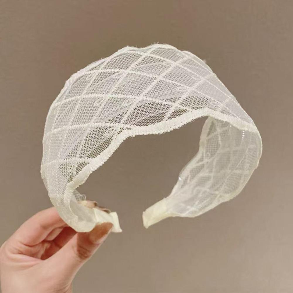 Mesh Retro Hairband Lace Bohemian Headwrap Comfortable Lace Headband  For Women Girls Plaid