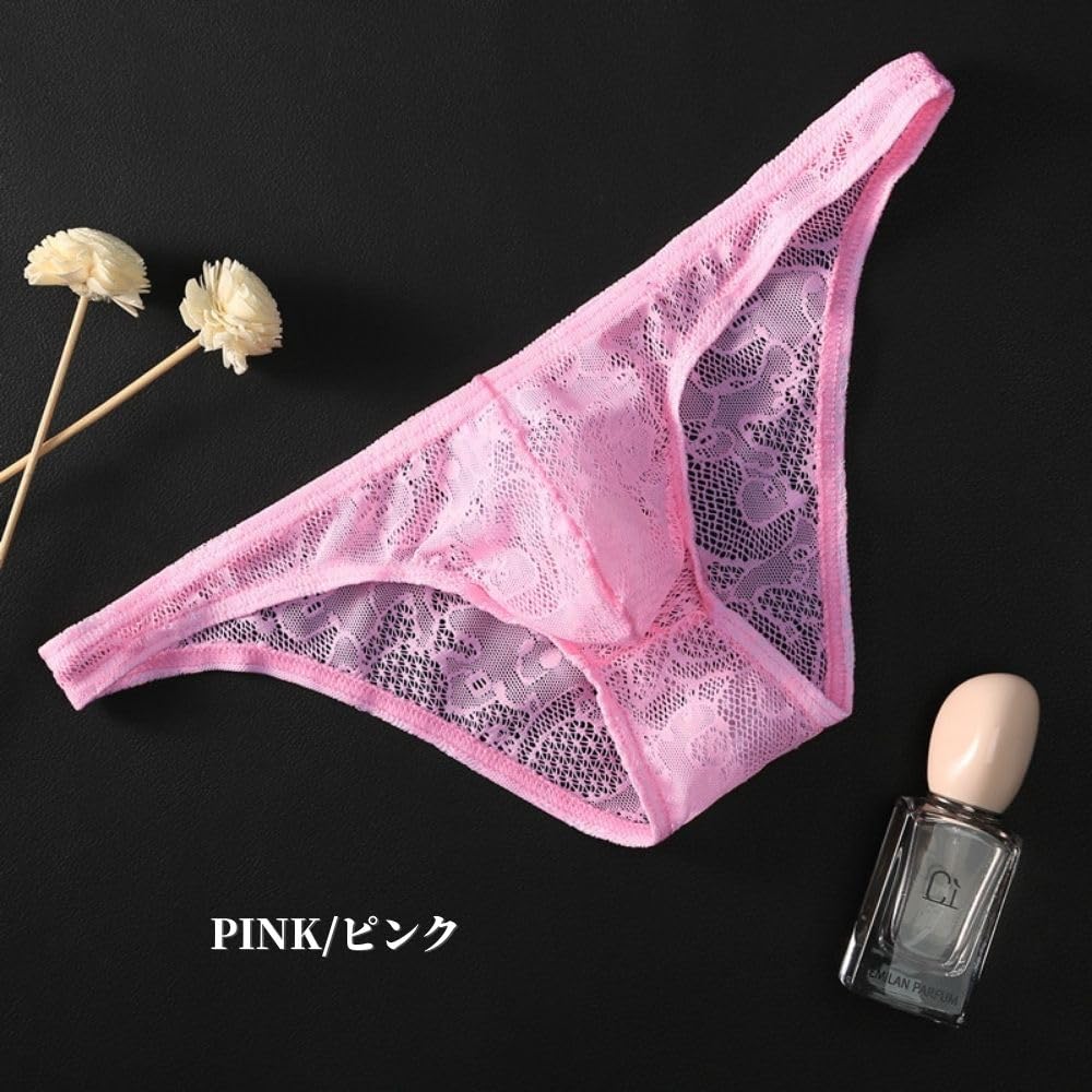 Full Lace Bikini Lace Lace Inner Sexy Shorts [Jester] Men's Shorts, Underwear, (XL, Pink)