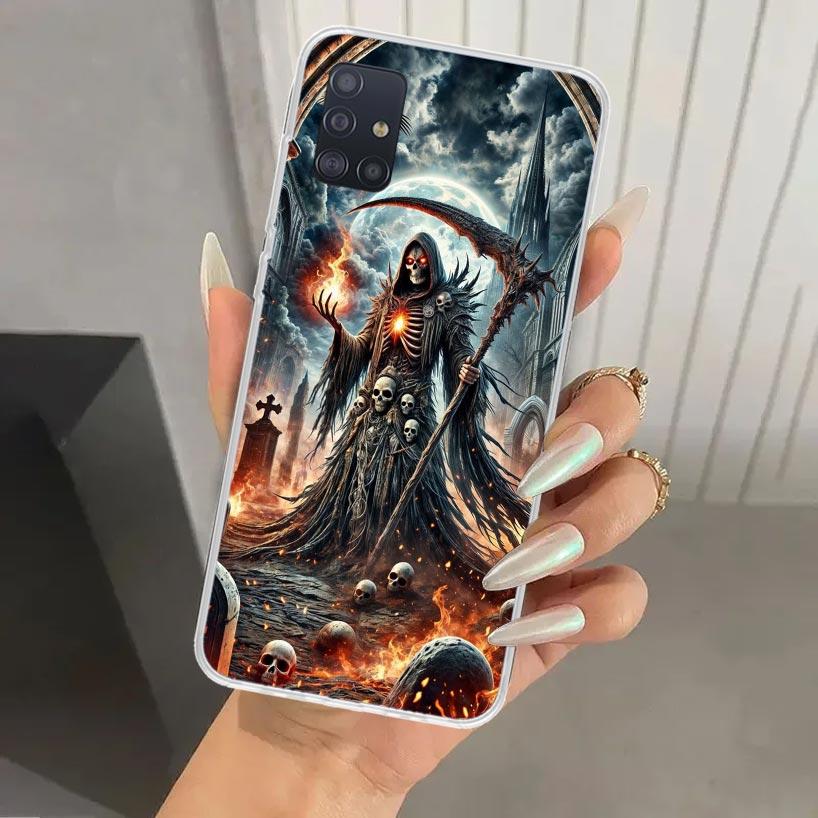 Death Grim Reaper Skull Scythe Phone Case for Samsung Galaxy A52 A32 A22 A12 A02S A50S A30S A10S Note 20 Ultra 10 Plus S10 A31 A