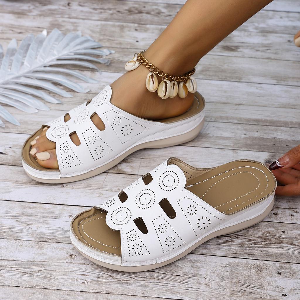 Women's Wide Width Wedge Slippers, Lightweight Comfort Slides, Versatile Spring Summer Sandals for Women