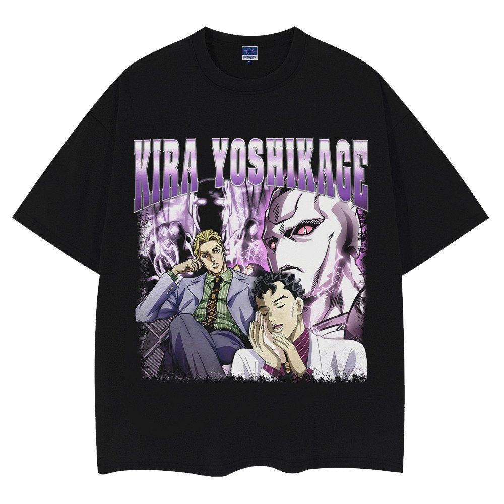 

Jojo Bizarre Adventure Kira Yoshikage Killer Queen Anime Graphic T Shirt for Unisex 2026 Summer Cotton Black Tee Streetwear Casual 4XL