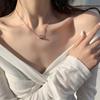 Titanium Steel Roman Numerals Double Ring Pendant Choker Necklace with Rhinestones for Women Fashion Jewelry