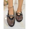 Plus Size Women Round Toe Fishnet Hollow Out Flat Sandals, New Spring Summer European Style Breathable Casual Sandals