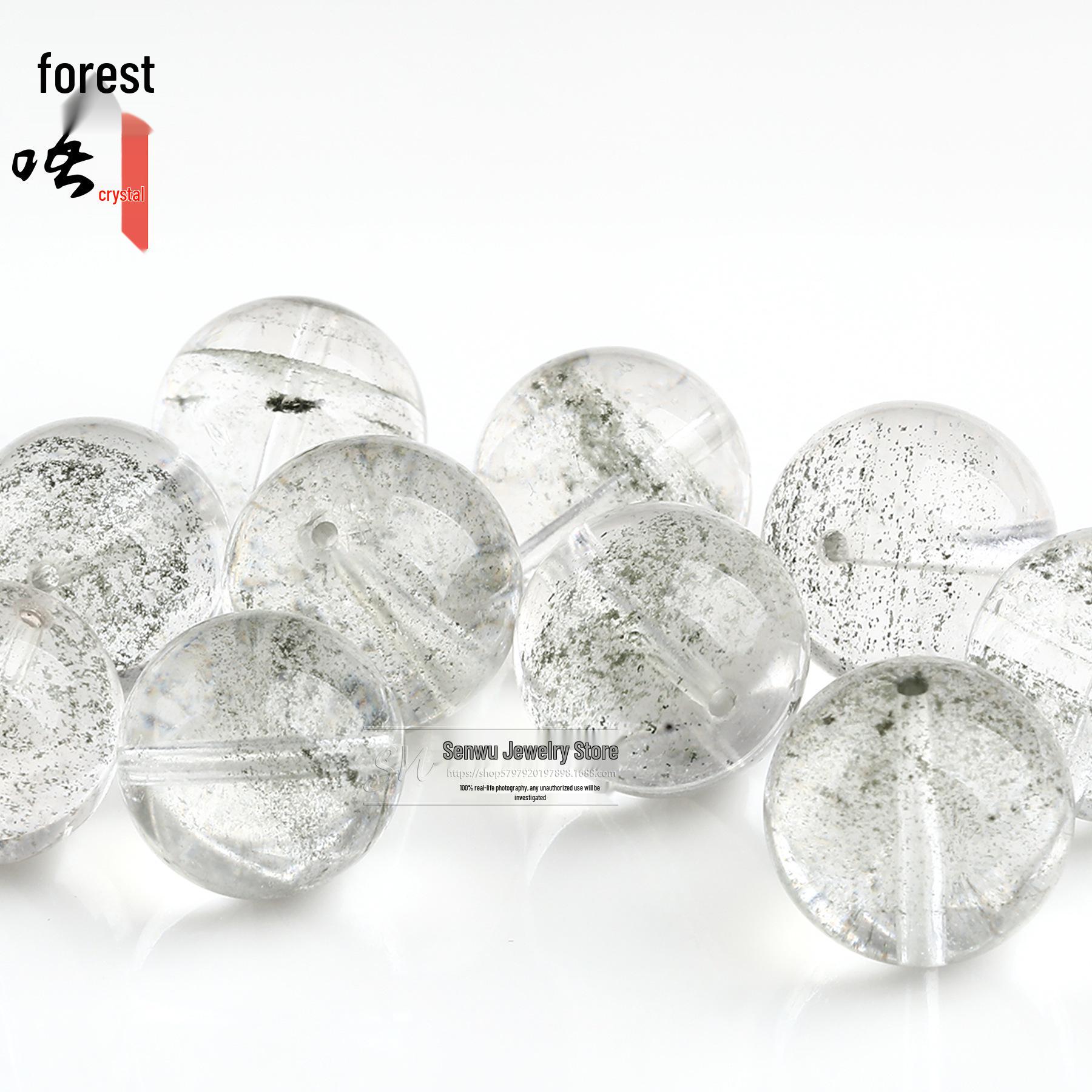 Natural Green Phantom Gypsophila Crystal Round Beads for DIY Jewelry 8mm per bead