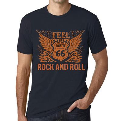 Herren Vintage T-Shirt Grafik-T-Shirt Feel The Rock and ROLL Navy