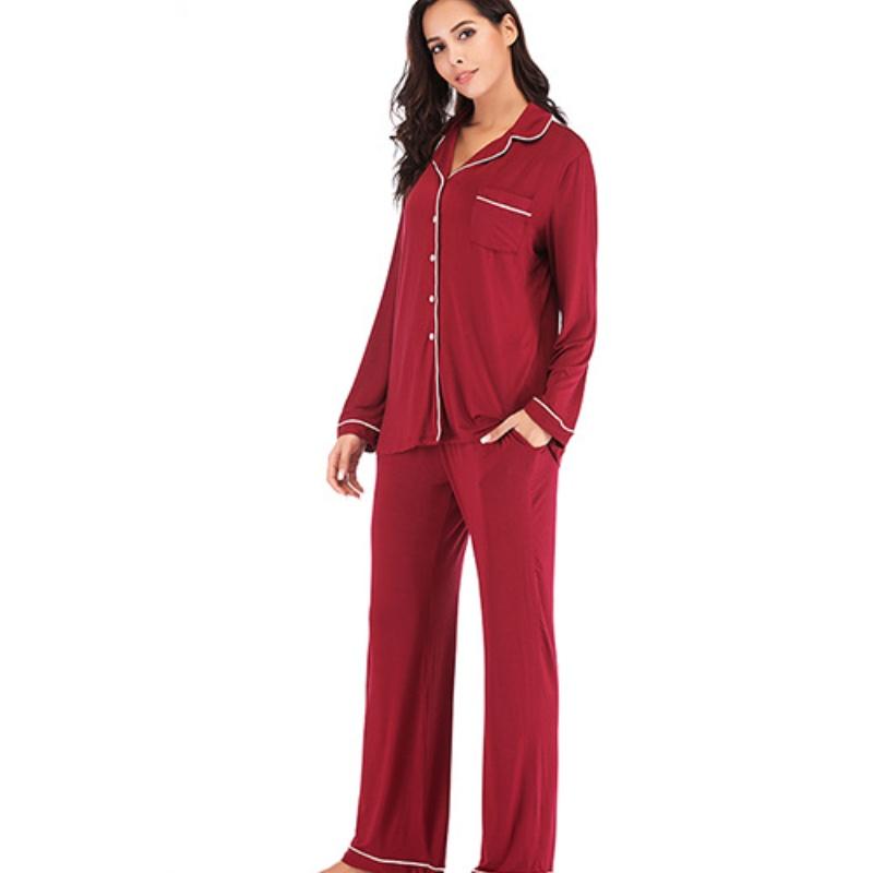 Primavera ed Estate Nuovo Set Pigiama da Donna in Modal Abbigliamento da Casa Pigiama di Alta Qualità Pigiama a Maniche Lunghe Set Due Pezzi