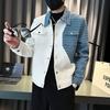 Men's Color Block Tweed Patchwork Jacket - Casual Turn Down Collar Button Up Coat for Street Style