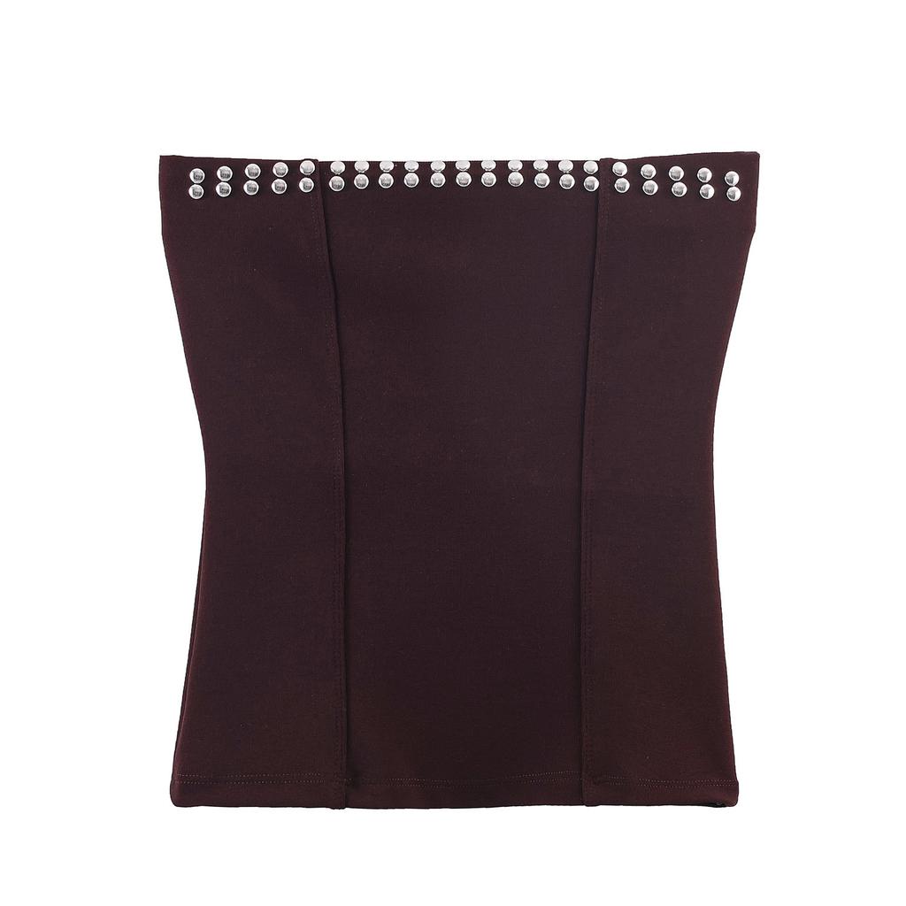 European and American style, new women's clothing, elastic rivets, chest-wrapped top, rivet elastic bell pants