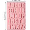 26 Cavity Alphabet Silicone Mold Deep Letter Shape Easy Release & Clean for Cake, Biscuit, Ice Cube, Chocolate, Resin, Concrete Pink