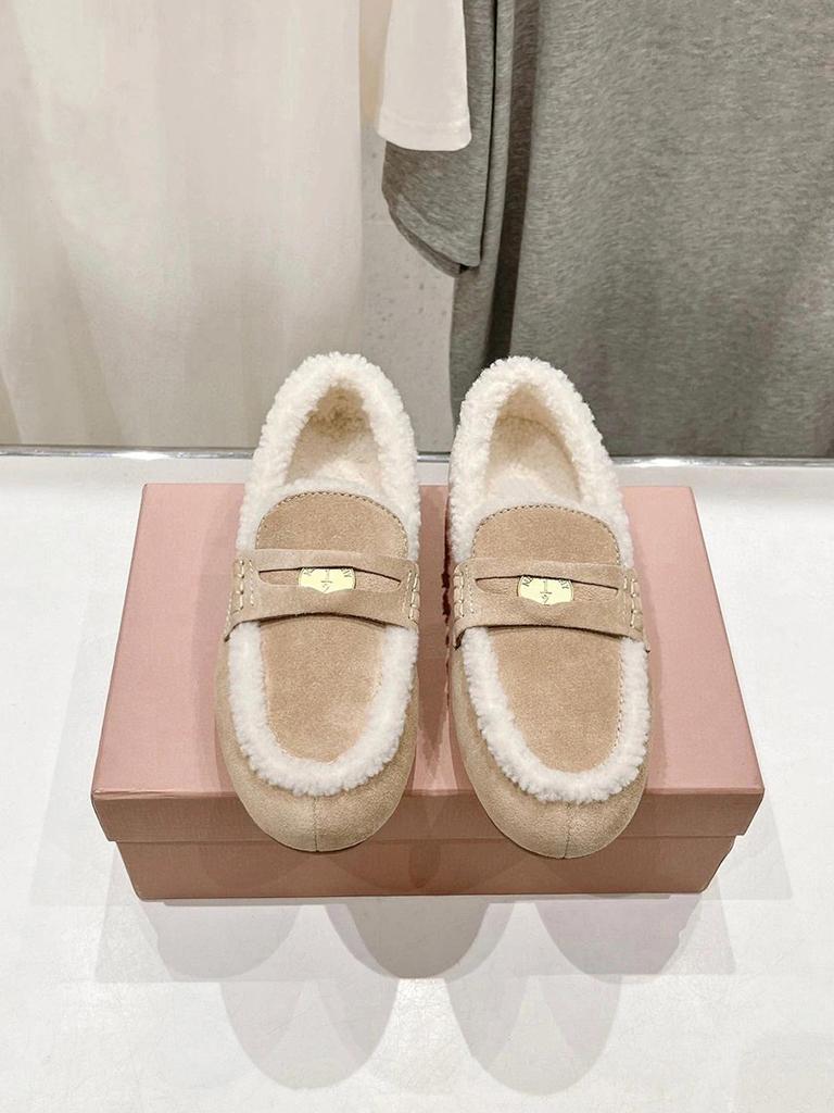 Fleece Lazy One Pedal Doudou Shoes Women's Flat Bottom 2025 Autumn and Winter New Single Shoes Sports and Leisure Shoes