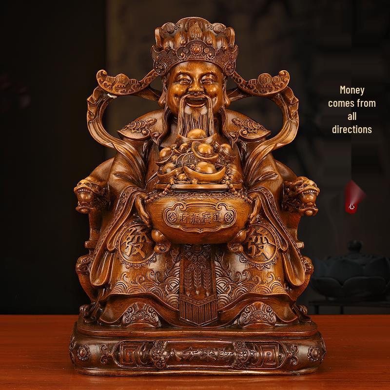 God of Wealth Figurine: Attract prosperity from all directions. Ideal for home or office, perfect for living rooms or shop openings/housewarmings.