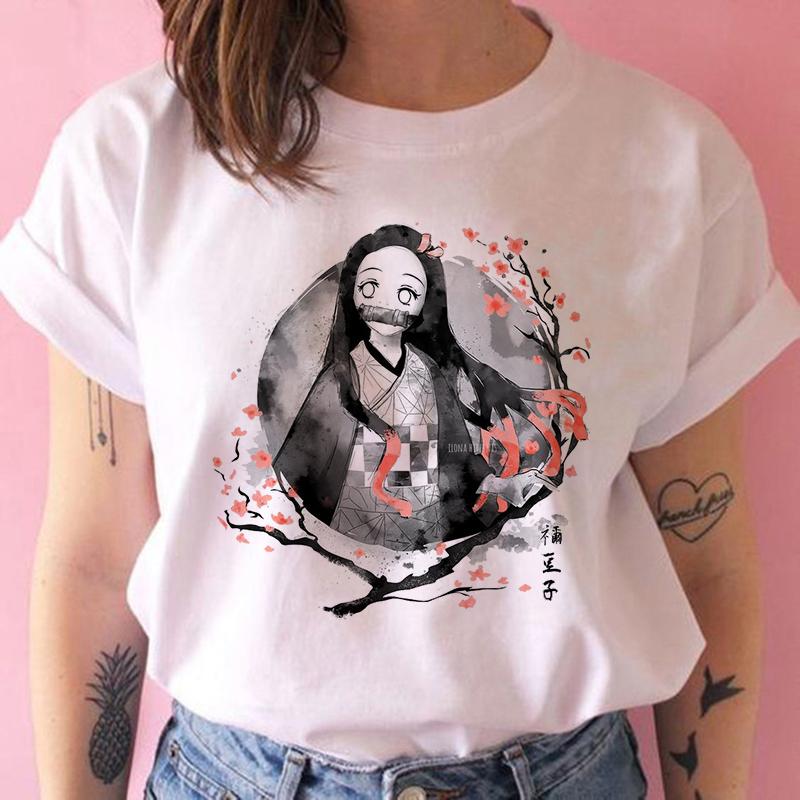 2023 New Women T-Shirt Kimetsu No Yaiba Demon Slayer Top Female T Shirt Harajuku Streetwear O-Neck Casual Ladies Tees Clothing