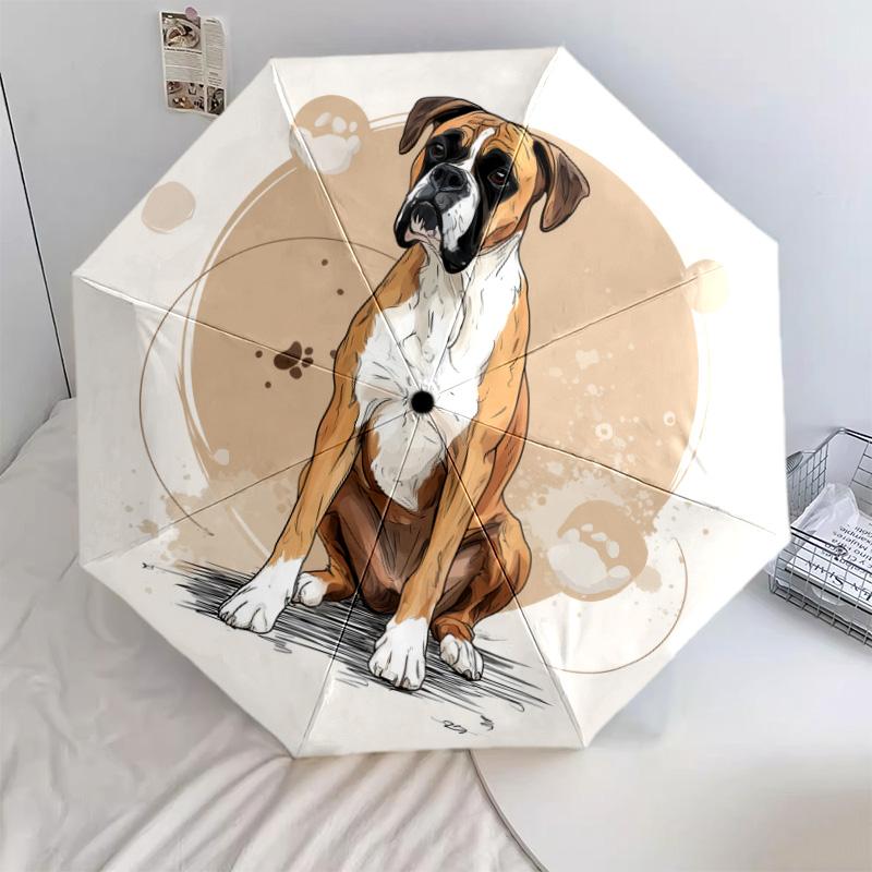 Perro con patrón de Hueso, paraguas de plegado automático, diseño portátil y plegable, 8 varillas, un regalo de Navidad o cumpleaños.