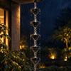 Outdoor Flower Rain Chain for Roof Rainwater, Black Aluminum Hanging Display with Repeating Cups for a Vertical Feature near Gardens and Balconies