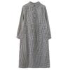 Autumn Korean Loose Patchwork Plaid Long Sleeved Dress Women Lace Up Waist