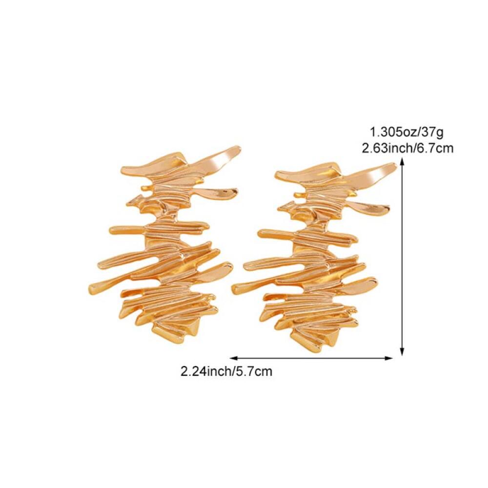 Exaggerated Metal Line Stud Earrings for Women Vintage Geometric Irregular Stacked Earrings Advanced Design Jewelry Gift