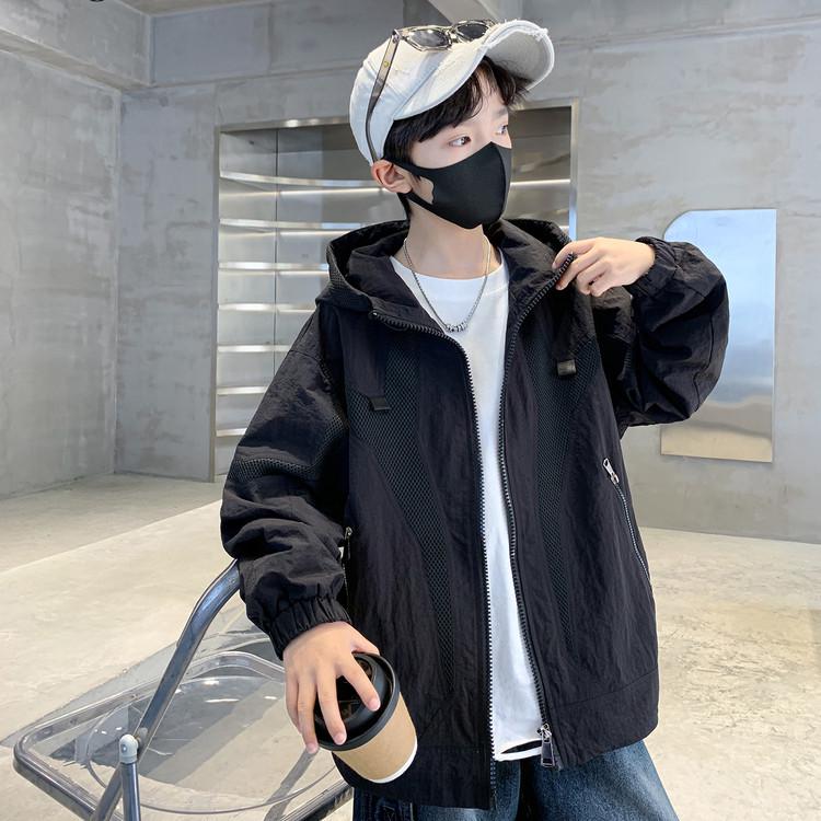 

Boys Hooded Windbreaker: 2025 Style Spring/Autumn Fashion for Kids Size 140 for height ~130 cm