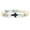 Braccialetto con ciondolo in pietra naturale con croce nera lava opaca perline bracciali fatti a mano uomo donna preghiera fitness catena coppia gioielli regalo