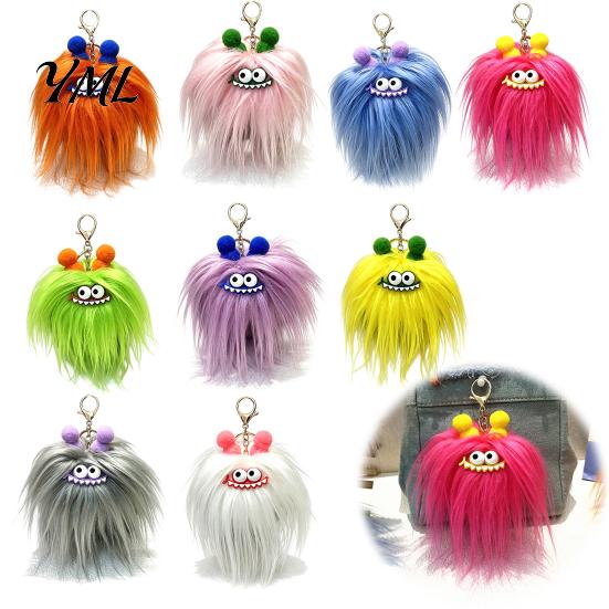 Small Plush Toy Long Haired Creature Keychain, Cartoon Plushie Bag Charm, Charm Furry Keyring Pendant for Backpacks Handbags Keys Stuffed Doll