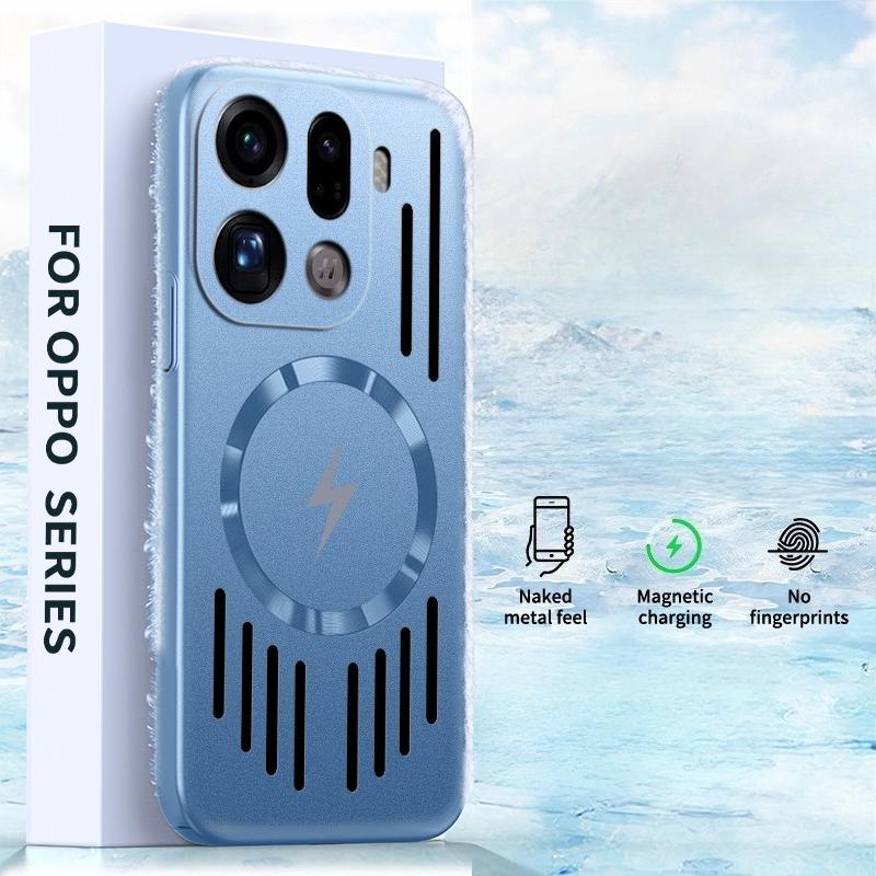 Metallic Paint Heat Dissipation Magnetic Case for OPPO Find X9 Pro Hard PC Ultra-thin Wireless Charging Cover for OPPO Find X9