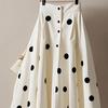 Women High Waist White Polka Dot A-line Skirt Big Swing Loose Vintage Skirt