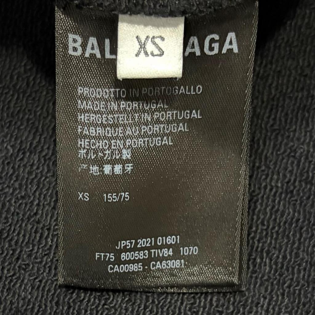 BALENCIAGA Back Logo Print Hoodie Black Men's Size XS Model 600583