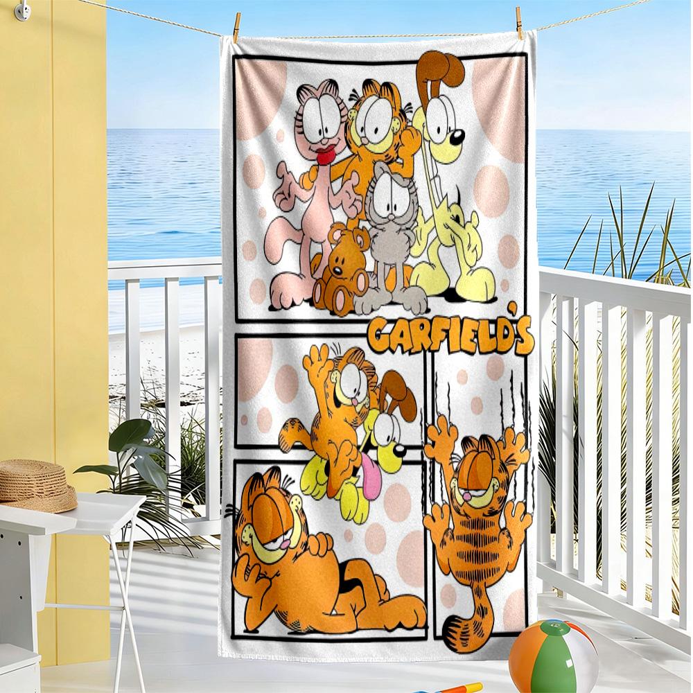 Garfield S Adventures Beach Towel Super Soft Microfiber Quickdry Fabric Comfortable Lightweight