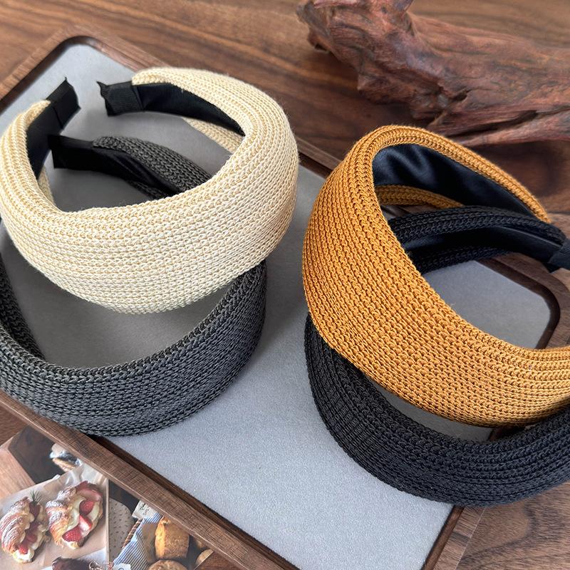 Retro Solidna Wełna Dzianinowa Szeroka Opaska Kobiety Moda Temperament Obręcz do Włosów Pani Mycie Twarzy Duża Opaska do Włosów Wszechstronne Akcesoria