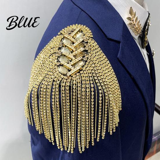 Fringe Shoulder Brooch 1/2Pcs Rhinestone Tassel Epaulet Men Women Uniforms